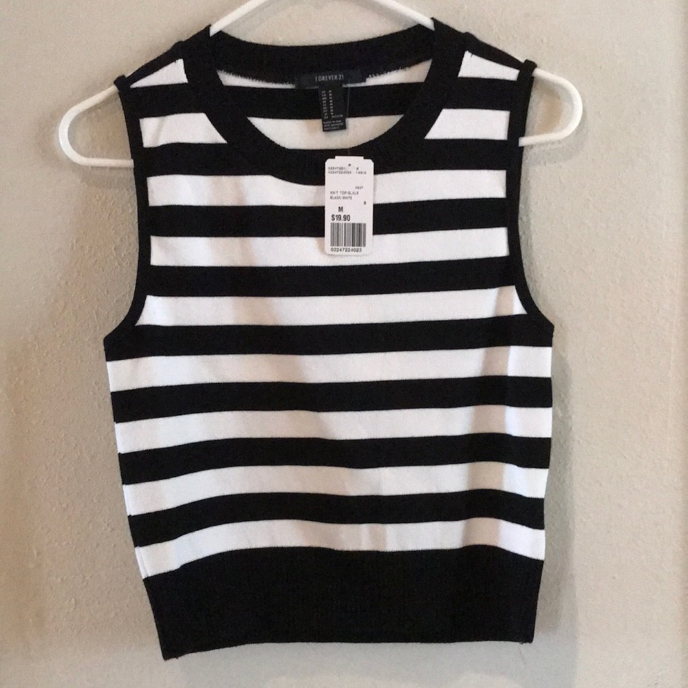 Black and White Striped Sweater tank top blouse